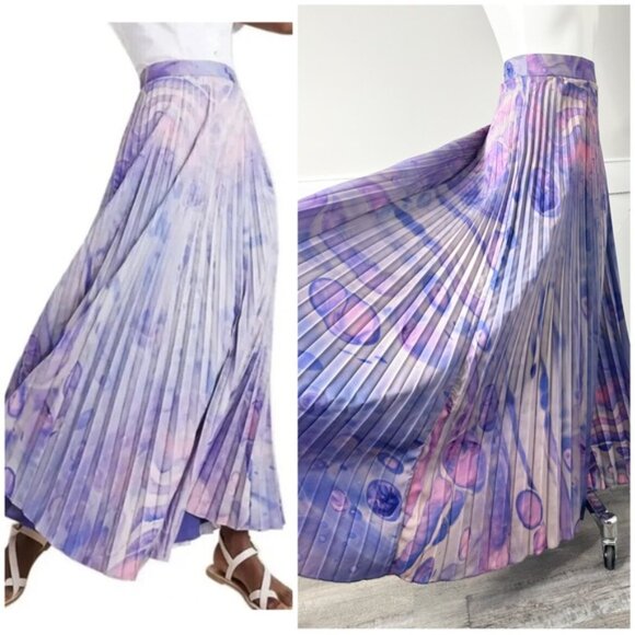 ANTHROPOLOGIE SIDDHARTHA BANSAL PURPLE PLEATED MAXI SKIRTSIZE - 8 - PRELOVED - Picture 3 of 10